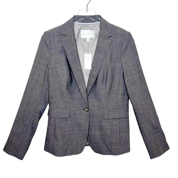 Banana Republic Jackets & Blazers - NEW Banana Republic Women’s Charcoal Gray Wool One Button Classic Blazer Sz 8